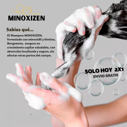 Minoxizen - Shampoo con Minoxidil, Biotina & Bergamota 2x1